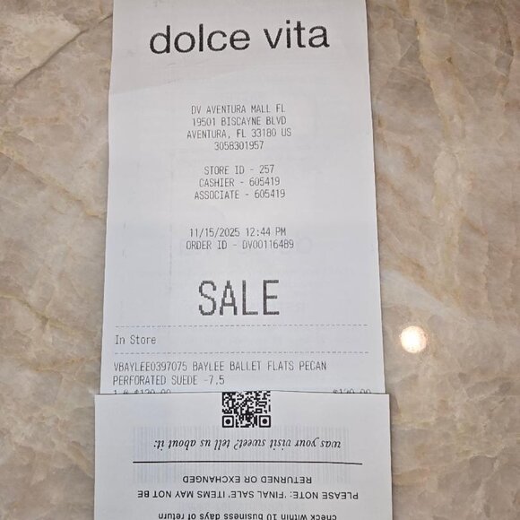 Dolce Vita WORN ONCE Baylee Ballet Flats Pecan Perforated Suede Mary Jane EUC - Picture 6 of 11